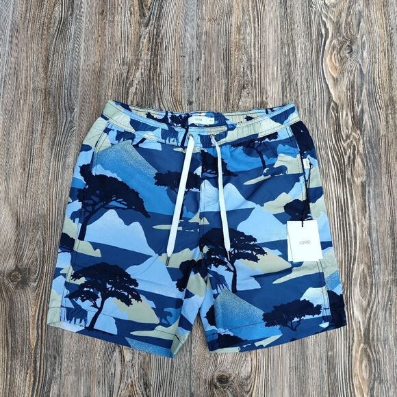 NWT Onia Men’s Swim Trucks Charles 7" Airbrushed Safari Size Small Navy MS06-78